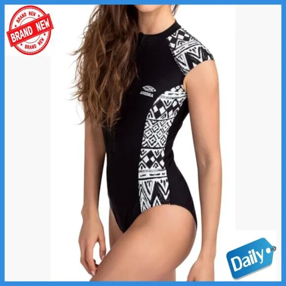 Retro One Piece Swimsuit Slim Fit Rash Guard UPF 50+ Quick Dry - Picture 4 of 5